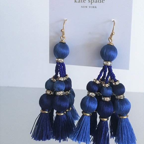 KATE SPADE Pretty Poms Tassel Dangle Earrings BLUE - Picture 6 of 6